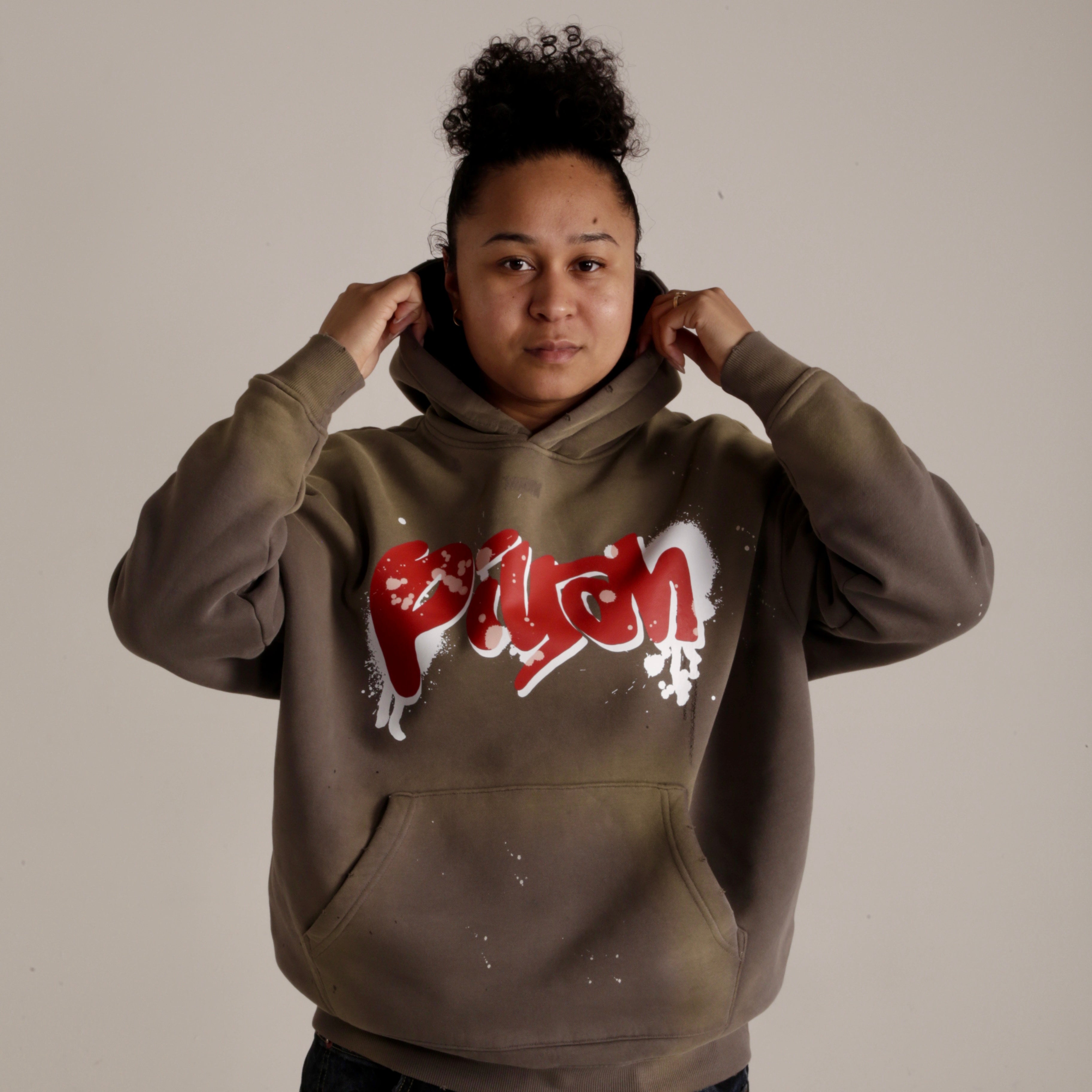 GREY OVERSIZED GRAFFITI WASHED HOODIE