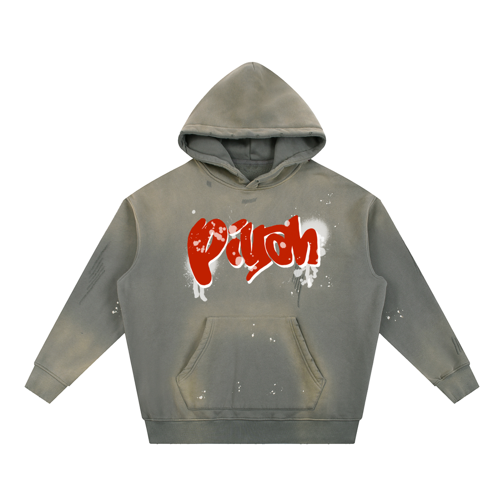 GREY OVERSIZED GRAFFITI WASHED HOODIE